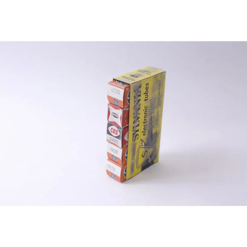 Set of 5 Electronic Tubes, GE, Raytheon, CBS, 6CU5, 6AH6, 6AK6, 5KZ8, 5KE8,